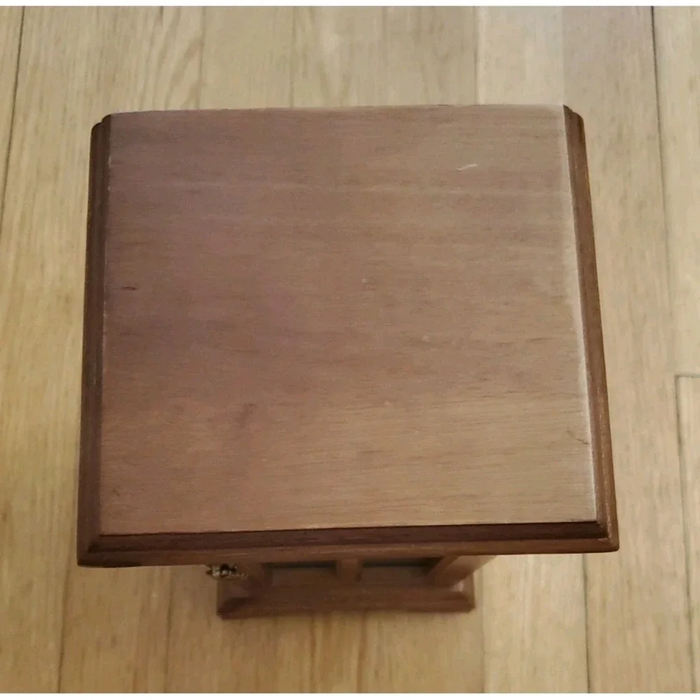 Vintage Standing Wood Jewelry Box with Mirror‎ & Turquoise Blue Interior
